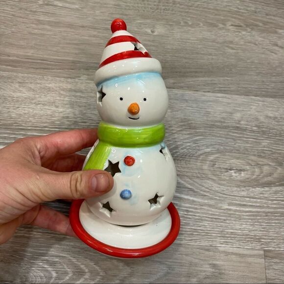 Snowman Tealight Candle Holder Snowman Candle Holder - Picture 1 of 5